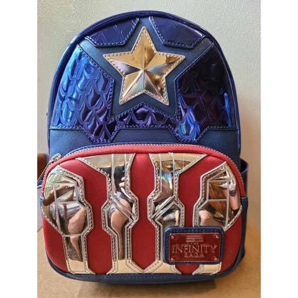 Loungefly Marvel Metallic Captain America Cosplay Mini Backpack - Picture 1 of 2